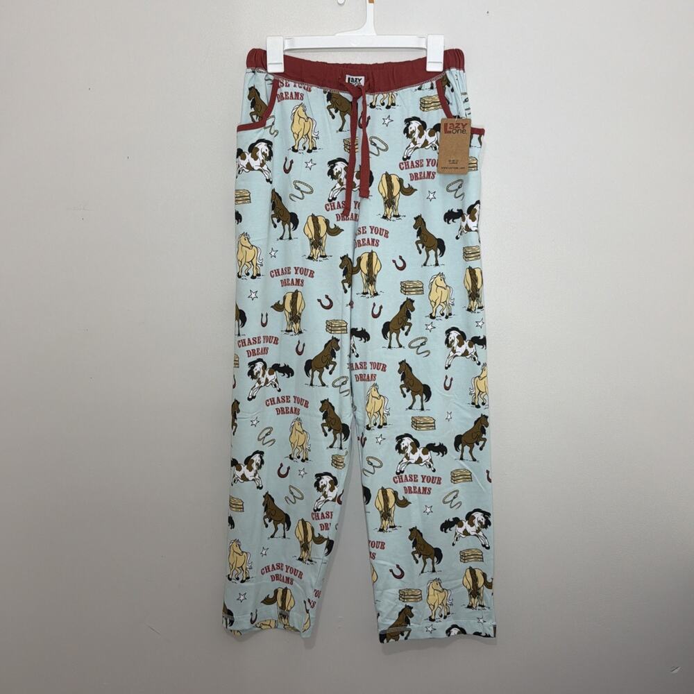 Lazy One Chase Your Dreams Horse PJ Pants Womens M Equestrian Pajama Bottoms